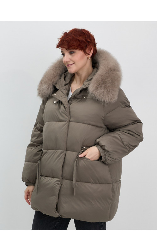 Пуховик с мехом песца, элегантный и стильный, для женщин.