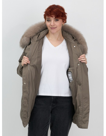 Пуховик с мехом песца, элегантный и стильный, для женщин.