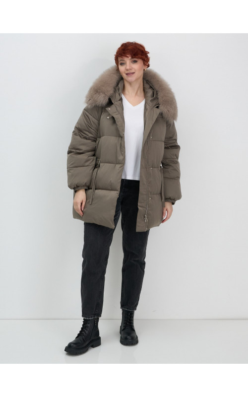 Пуховик с мехом песца, элегантный и стильный, для женщин.