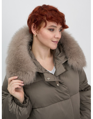 Пуховик с мехом песца, элегантный и стильный, для женщин.