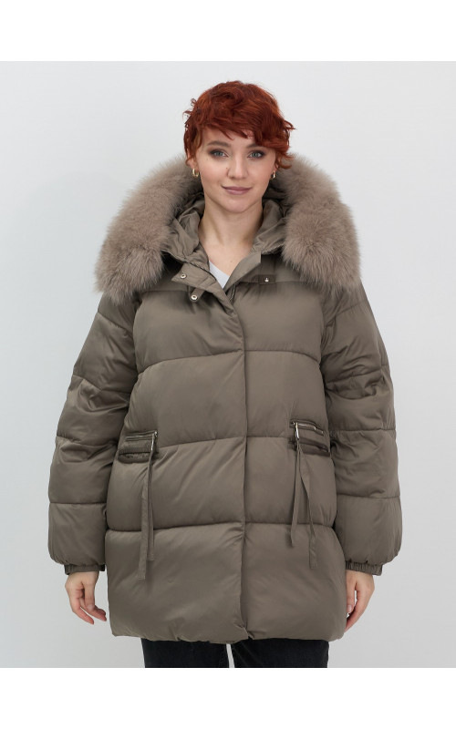 Пуховик с мехом песца, элегантный и стильный, для женщин.