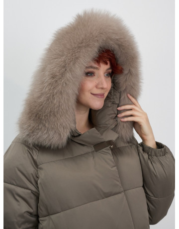 Пуховик с мехом песца, элегантный и стильный, для женщин.