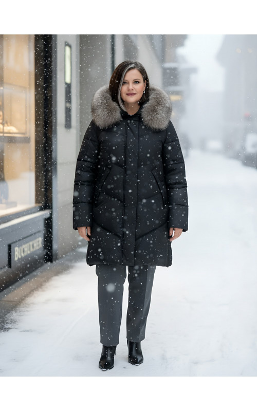 Длинный пуховик премиум-класса, удлинённый до колена