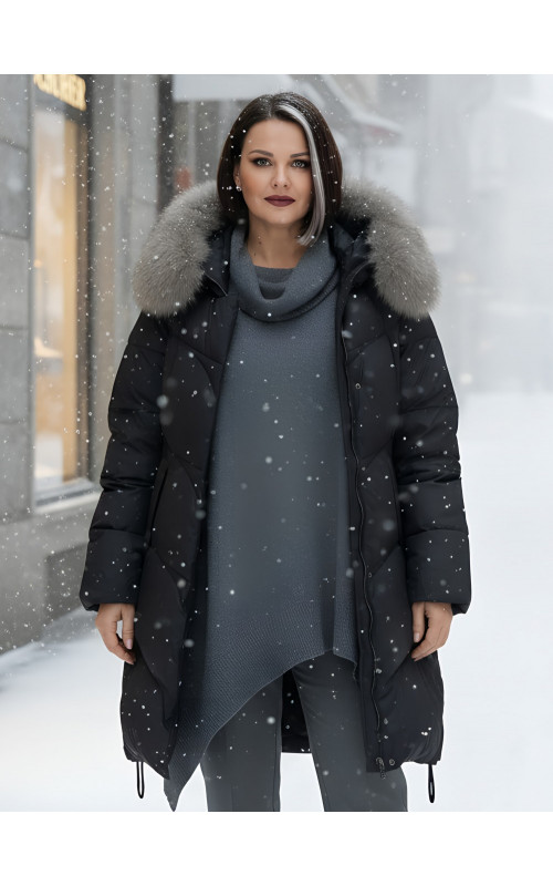 Длинный пуховик премиум-класса, удлинённый до колена