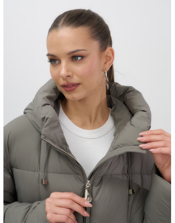 Длинный зимний пуховик с капюшоном для женщин