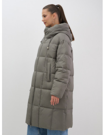 Длинный зимний пуховик с капюшоном для женщин