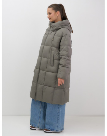 Длинный зимний пуховик с капюшоном для женщин