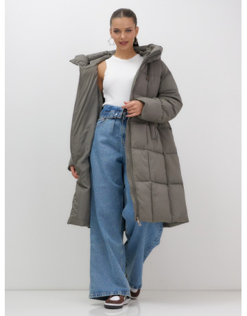 Длинный зимний пуховик с капюшоном для женщин