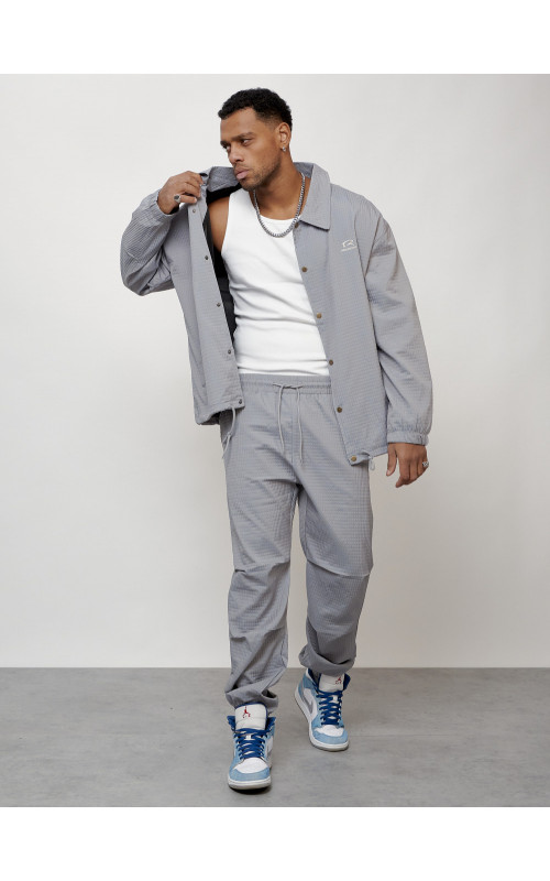 Мужской спортивный костюм для занятий спортом, серый, модный. в Тюмени