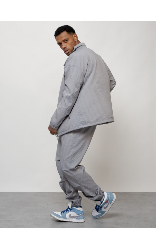 Мужской спортивный костюм для занятий спортом, серый, модный. в Тюмени