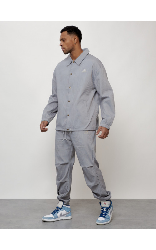 Мужской спортивный костюм для занятий спортом, серый, модный. в Тюмени