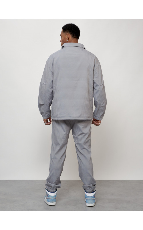 Мужской спортивный костюм для занятий спортом, серый, модный. в Тюмени