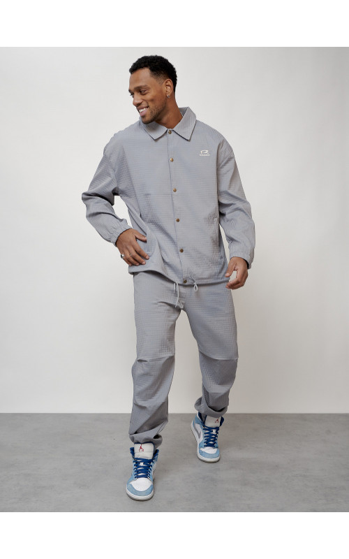 Мужской спортивный костюм для занятий спортом, серый, модный. в Тюмени