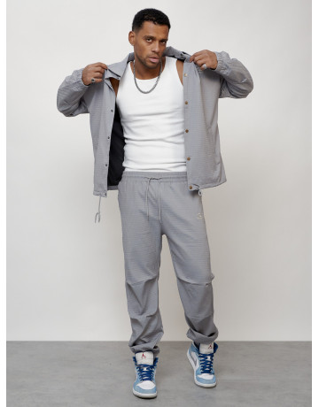 Мужской спортивный костюм для занятий спортом, серый, модный. в Тюмени