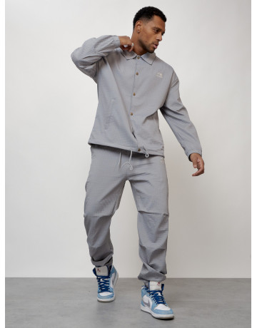 Мужской спортивный костюм для занятий спортом, серый, модный. в Тюмени