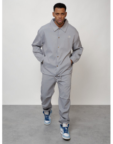 Мужской спортивный костюм для занятий спортом, серый, модный. в Тюмени