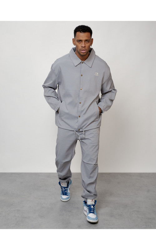 Мужской спортивный костюм для занятий спортом, серый, модный. в Тюмени