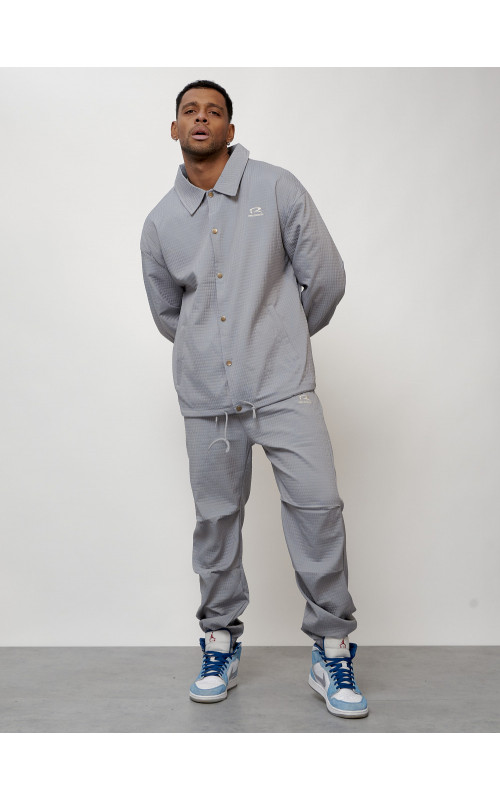 Мужской спортивный костюм для занятий спортом, серый, модный. в Тюмени