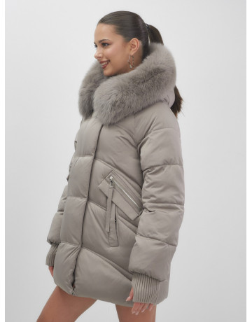 Пуховик с мехом песца, зимний премиум, удлинённый