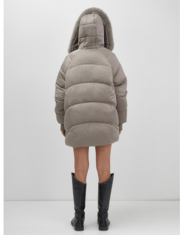 Пуховик с мехом песца, зимний премиум, удлинённый