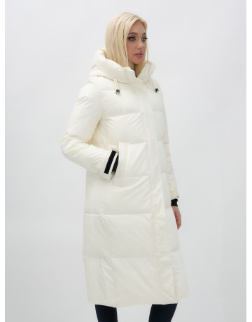 Длинный зимний пуховик с капюшоном для женщин.