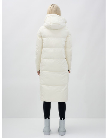 Длинный зимний пуховик с капюшоном для женщин.