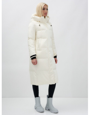 Длинный зимний пуховик с капюшоном для женщин.