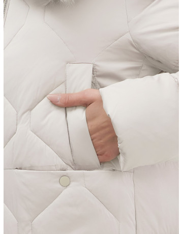 Длинный зимний пуховик с мехом песца.