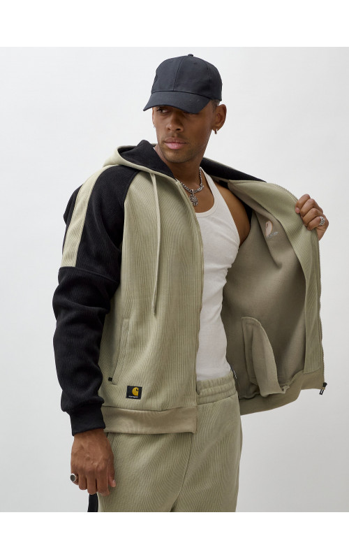 Мужской демисезонный спортивный костюм на флисе, светло-зелёный. в Тюмени