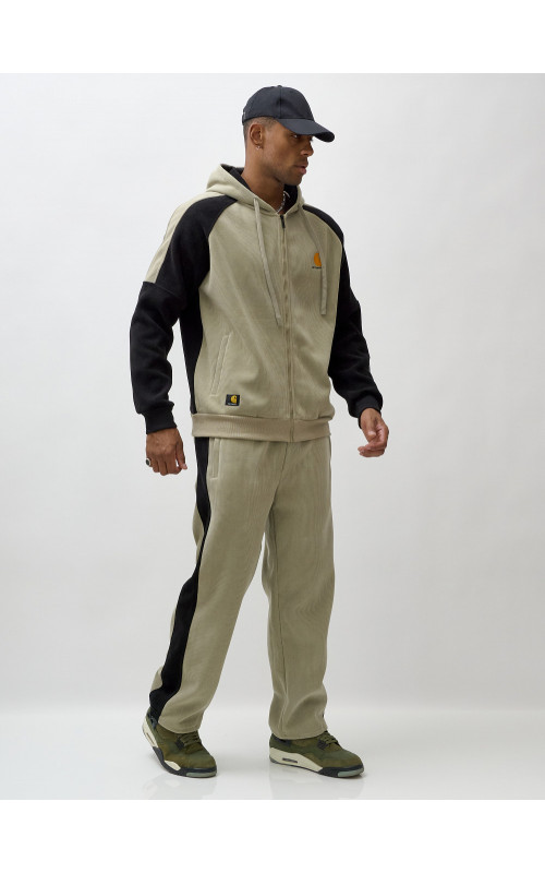 Мужской демисезонный спортивный костюм на флисе, светло-зелёный. в Тюмени