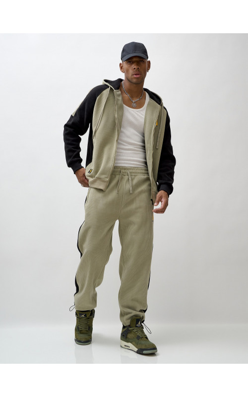 Мужской демисезонный спортивный костюм на флисе, светло-зелёный. в Тюмени