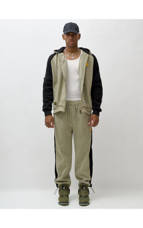 Мужской демисезонный спортивный костюм на флисе, светло-зелёный. в Тюмени