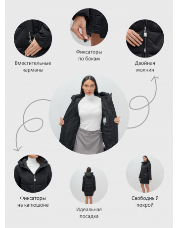 Женская зимняя куртка с капюшоном для холодной погоды.