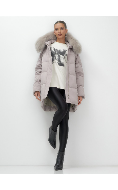 Пуховик с мехом песца зимний премиум-класса