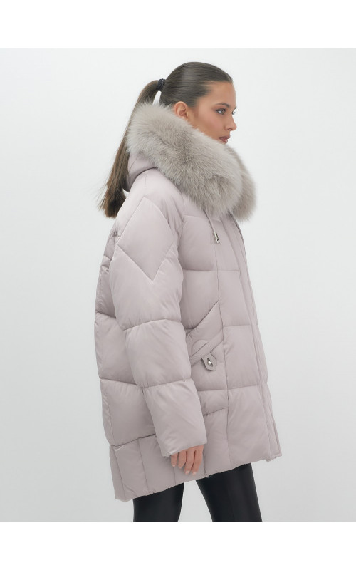 Пуховик с мехом песца зимний премиум-класса