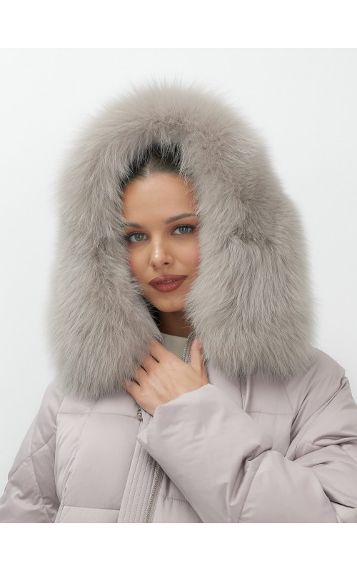 Пуховик с мехом песца зимний премиум-класса