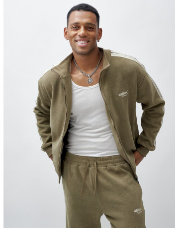 Мужской демисезонный спортивный костюм на флисе, цвет хаки, для спорта. в Тюмени