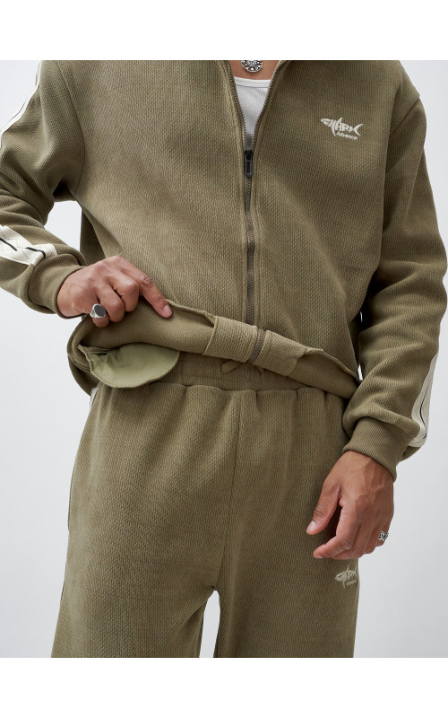 Мужской демисезонный спортивный костюм на флисе, цвет хаки, для спорта. в Тюмени