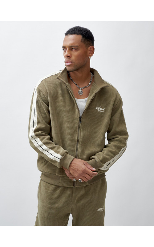 Мужской демисезонный спортивный костюм на флисе, цвет хаки, для спорта. в Тюмени