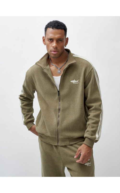 Мужской демисезонный спортивный костюм на флисе, цвет хаки, для спорта. в Тюмени