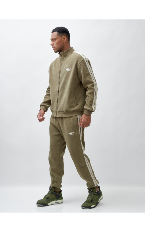 Мужской демисезонный спортивный костюм на флисе, цвет хаки, для спорта. в Тюмени