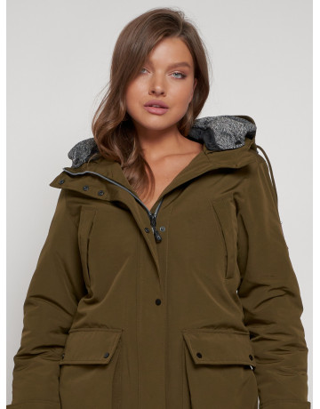 Женская зимняя парка с капюшоном, хаки, для активного отдыха. в Тюмени