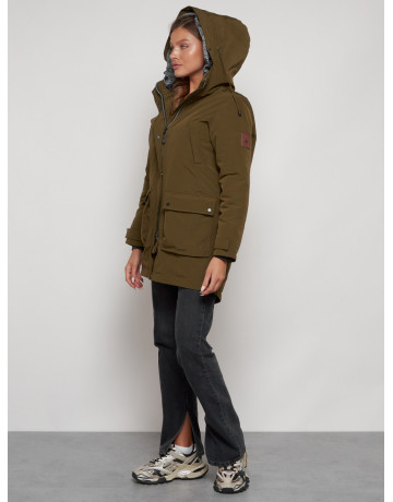 Женская зимняя парка с капюшоном, хаки, для активного отдыха. в Тюмени