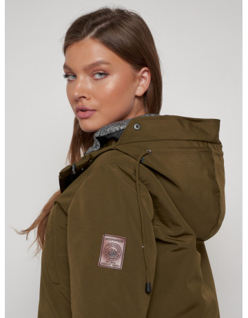 Женская зимняя парка с капюшоном, хаки, для активного отдыха. в Тюмени