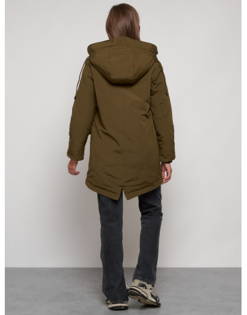 Женская зимняя парка с капюшоном, хаки, для активного отдыха. в Тюмени