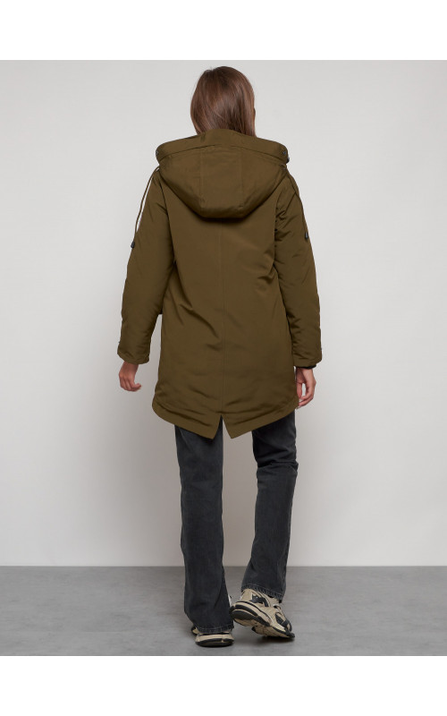 Женская зимняя парка с капюшоном, хаки, для активного отдыха. в Тюмени