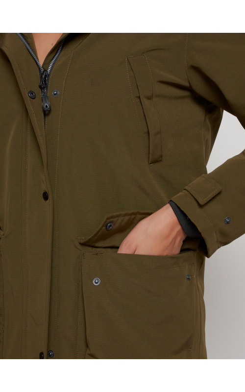 Женская зимняя парка с капюшоном, хаки, для активного отдыха. в Тюмени