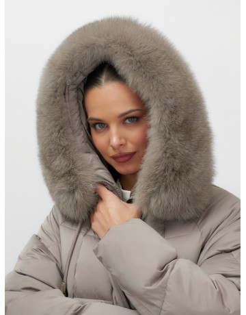 Пуховик с мехом песца зимний премиальный