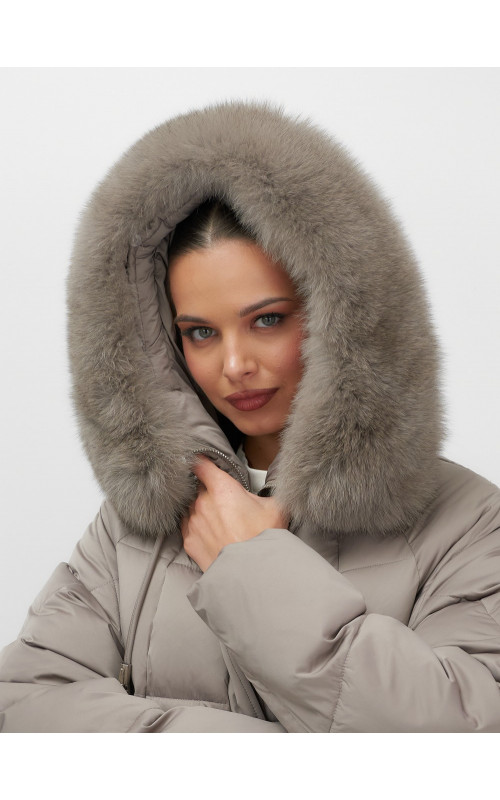 Пуховик с мехом песца зимний премиальный
