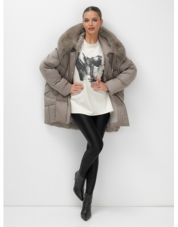 Пуховик с мехом песца зимний премиальный